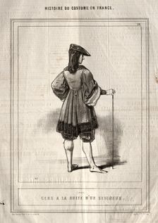 Histoire du Costume en France: Gens à la suite dun seigneur, 1843. Creator: Paul Gavarni (French, 1804-1866)