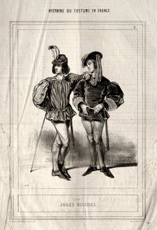 Histoire du Costume en France: Juges diseurs, 1843. Creator: Paul Gavarni (French, 1804-1866)