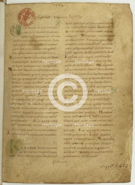 Historia Brittonum by Nennius. First page of manuscript, 11th century. Artist: Anonymous master  