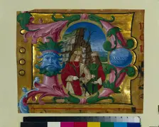 Historiated Initial (D) Excised from a Choir Book: Two Martyr Saints, c. 1500-1510. Creator: Girolamo dai Libri (Italian, 1474-1555), circle of