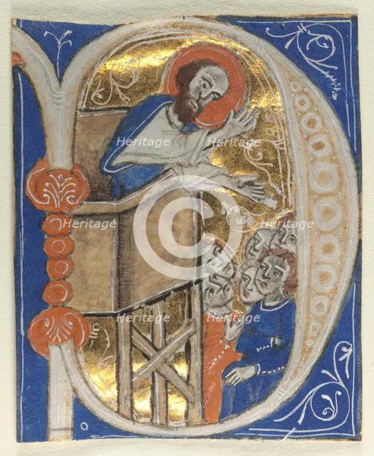 Historiated Initial Excised from a Bible: St. Paul Preaching, 1200s. Creator: Unknown.