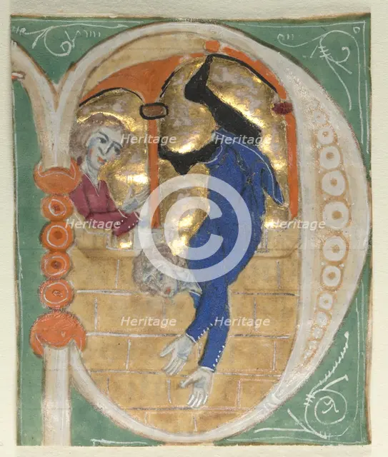 Historiated Initial (P?) Excised from a Bible, 1200s. Creator: Unknown.