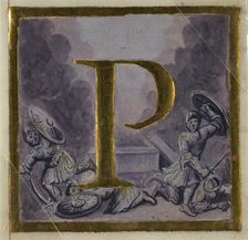 Historiated initial "P" with Resurrection, from a Choirbook, 18th or 19th century. Creator: Unknown