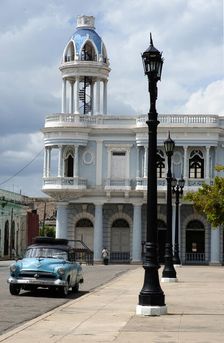 Historic 19th century building in the central park, Cienfuegos, Cuba, 2024. Creator: Ethel Davies