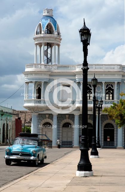 Historic 19th century building in the central park, Cienfuegos, Cuba, 2024. Creator: Ethel Davies.