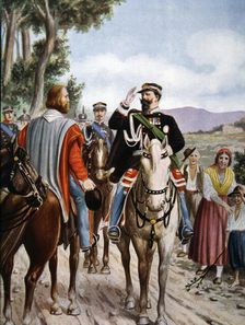 Historic meeting between G. Garibaldi and Victor Emmanuel II in Teano on October 26, 1860