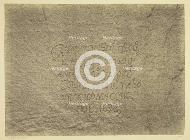 Historic Spanish Record of the Conquest, South Side of Inscription Rock..., 1873. Creator: Tim O'Sullivan.