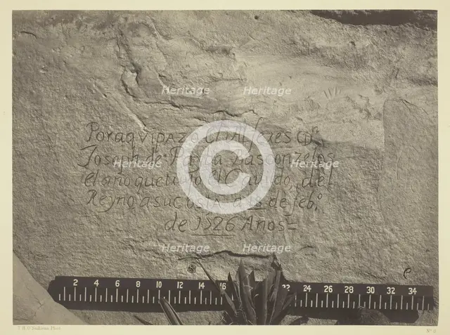 Historic Spanish Record of the Conquest, South Side of Inscription Rock, N.M., 1873. Creator: Tim O'Sullivan.
