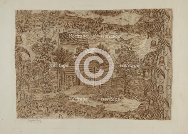 Historic Printed Textile, c. 1940. Creator: Suzanne Roy.