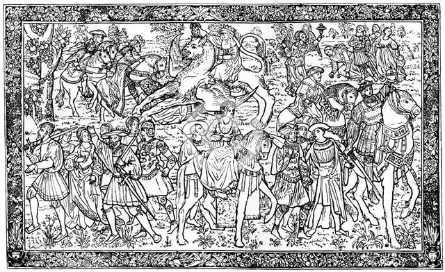 Historical and allegorical figures, tapestry at Hampton Court Palace, Richmond, London, 1930. Artist: Unknown