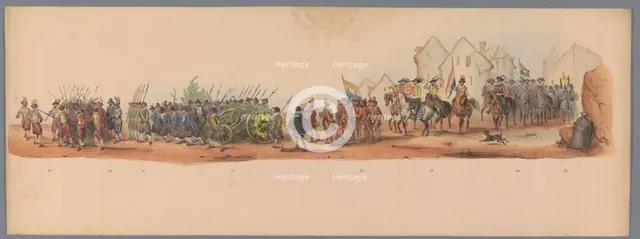 Historical parade at the second centenary of the Utrecht University, 1836 (plate 10), 1837. Creator: Victor Adam.