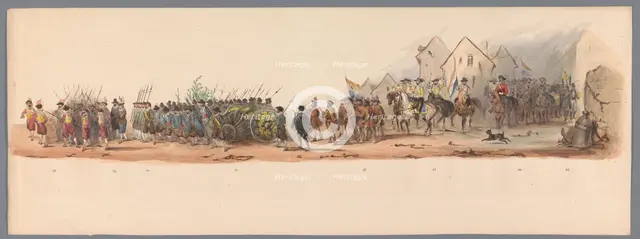 Historical parade at the second centenary of the Utrecht University, 1836 (plate 10), 1837. Creator: Victor Adam.