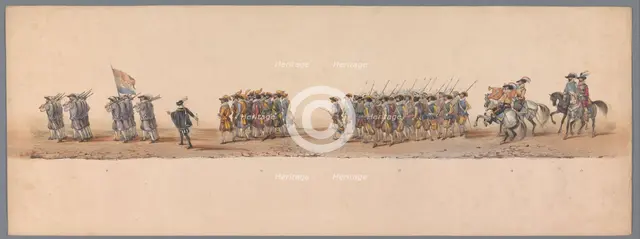 Historical parade at the second centenary of the Utrecht University, 1836 (plate 4), 1837. Creator: Victor Adam.