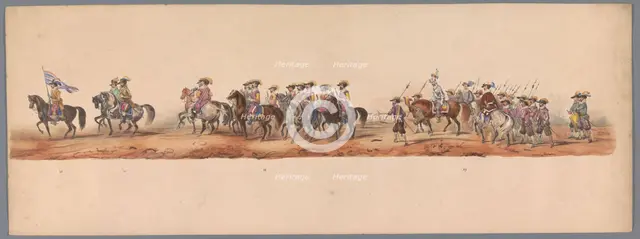 Historical parade at the second centenary of the Utrecht University, 1836 (plate 5), 1837. Creator: Victor Adam.