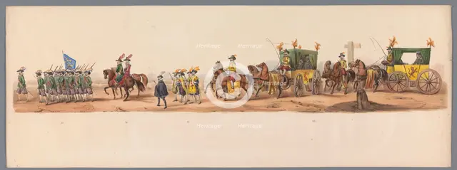 Historical parade at the second centenary of the Utrecht University, 1836 (plate 6), 1837. Creator: Victor Adam.