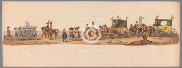 Historical parade at the second centenary of the Utrecht University, 1836 (plate 6), 1837. Creator: Victor Adam.