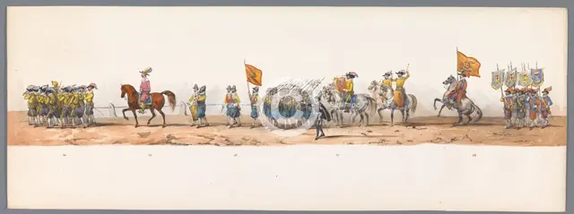 Historical parade at the second centenary of the Utrecht University, 1836 (plate 7), 1837. Creator: Victor Adam.