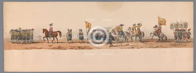 Historical parade at the second centenary of the Utrecht University, 1836 (plate 7), 1837. Creator: Victor Adam.
