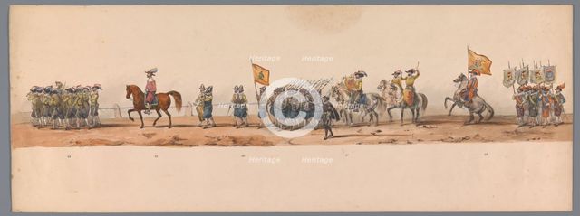 Historical parade at the second centenary of the Utrecht University, 1836 (plate 7), 1837. Creator: Victor Adam.