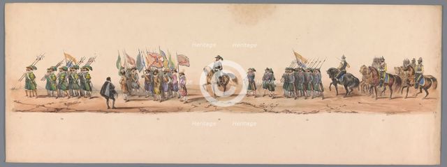Historical parade at the second centenary of the Utrecht University, 1836 (plate 9), 1837. Creator: Victor Adam.