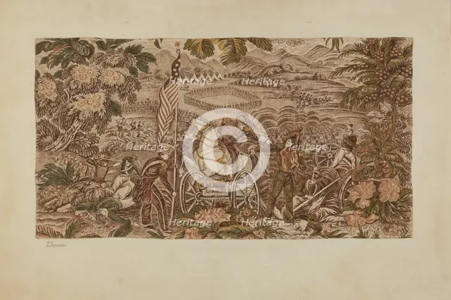 Historical Printed Textile, c. 1939. Creator: Joseph Lubrano.