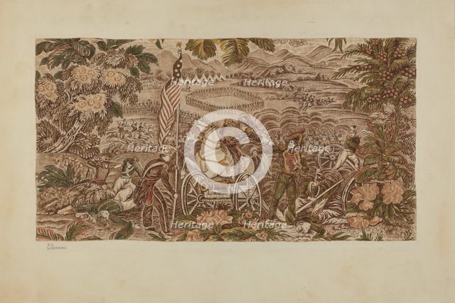 Historical Printed Textile, c. 1939. Creator: Joseph Lubrano.