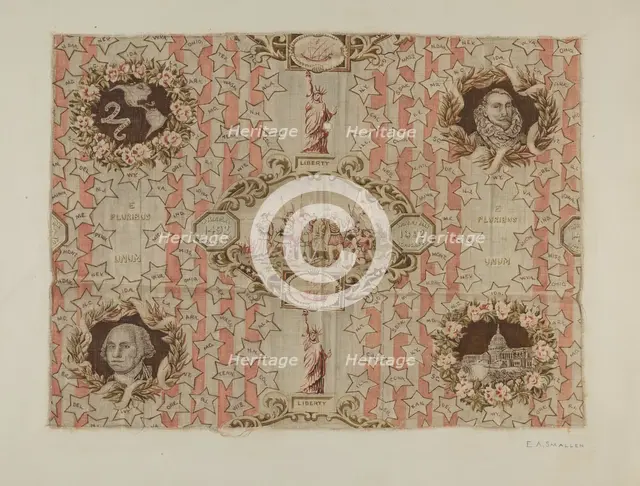 Historical Printed Textile, c. 1940. Creator: E.A. Smaller.