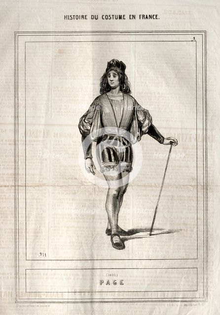 Historique du Costume en France: Page, 1843. Creator: Paul Gavarni (French, 1804-1866).