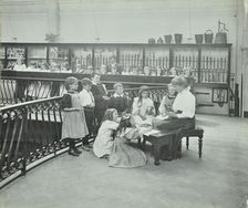History lesson in the Horniman Museum, London, 1908