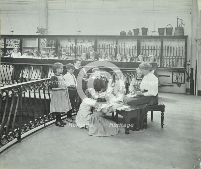History lesson in the Horniman Museum, London, 1908.  Artist: Unknown.