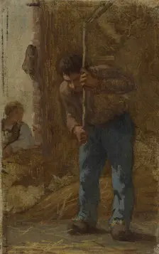 History of wheat: Threshing: Sketch for the school in rue Dombasle, 15th arrondissement of Paris. Creator: Paul Albert Baudouin