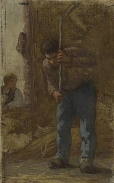 History of wheat: Threshing: Sketch for the school in rue Dombasle, 15th arrondissement of Paris. Creator: Paul Albert Baudouin