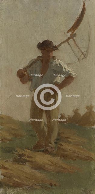 History of wheat: Harvester at rest: Sketch for the school in rue Dombasle, 15th arrondisse..., 1879 Creator: Paul Albert Baudouin.