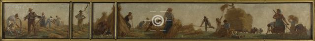 History of wheat: Harvesters sharpening their scythes. Sketch for the drawing room in the..., 1879. Creator: Paul Albert Baudouin.