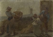 History of wheat: Riddling: Sketch for the school in rue Dombasle, 15th arrondissement of Paris. Creator: Paul Albert Baudouin