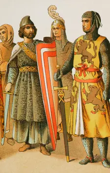 History of France; Warriors, 1100, (1884). From "Historia Universal" by César Cantú, Vol V, 1884. Creator: Unknown