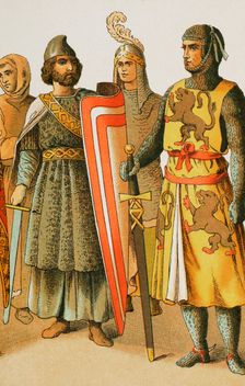 History of France; Warriors, 1100, (1884). From "Historia Universal" by César Cantú, Vol V, 1884. Creator: Unknown