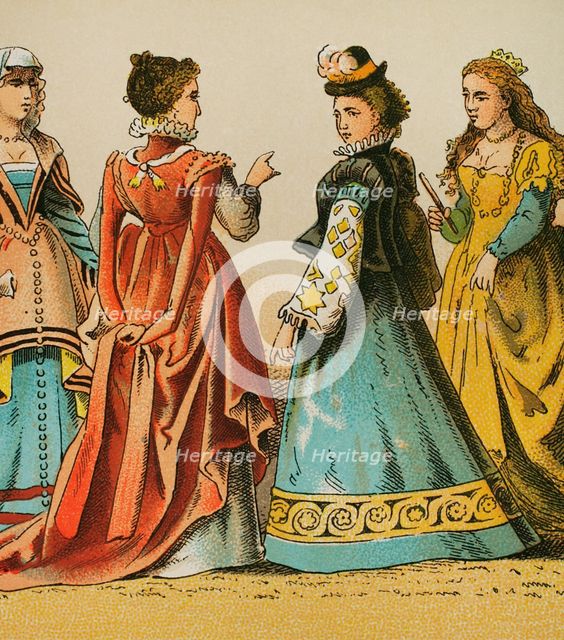 History of Italy: Madam's dresses, 1500-1600, (1881).  Creator: Unknown.