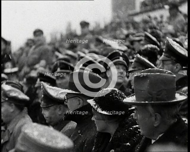 Hjalmar Schacht in a Crowd Listening to a Speech, 1930s. Creator: British Pathe Ltd.