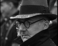 Hjalmar Schacht Listening to a Speech, 1930s. Creator: British Pathe Ltd