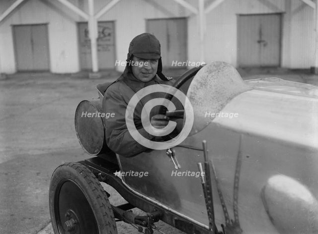 HJC Smith in his Eric-Campbell at the JCC 200 Mile Race, Brooklands, Surrey, 1921. Artist: Bill Brunell.