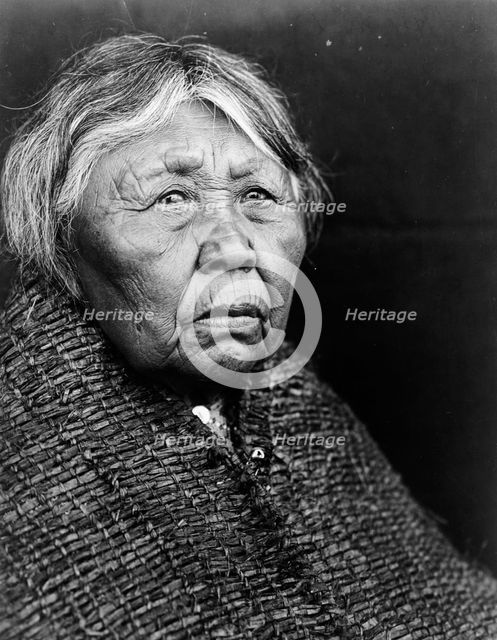 Hleastunuh-Skokomish, Indian women, head-and-shoulders portrait, facing right, c1913. Creator: Edward Sheriff Curtis.