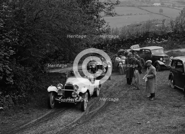 HRG of MH Lawson amd MG TA of Maurice Toulmin at the MG Car Club Abingdon Trial/Rally, 1939. Artist: Bill Brunell.