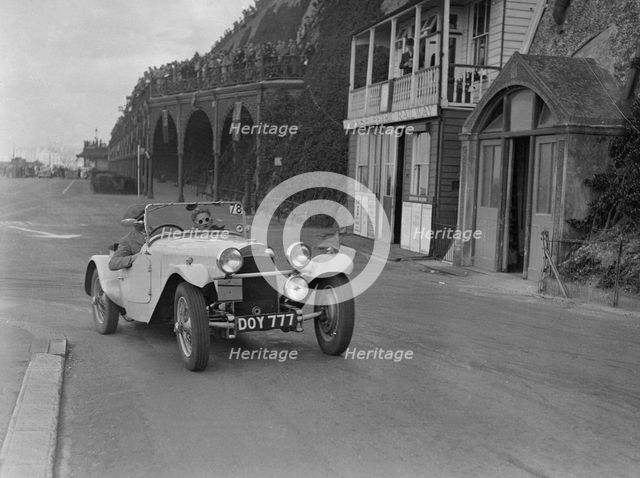 HRG of MH Lawson competing in the RAC Rally, Madeira Drive, Brighton, 1939. Artist: Bill Brunell.