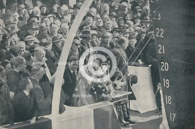 'HRH Duchess of York with Duke of York, launching Strathmore on April 4, 1935', (1936) Creator: Unknown.