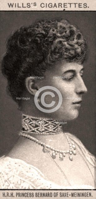 H.R.H Princess Bernard of Saxe-Meiningen, 1908.Artist: WD & HO Wills