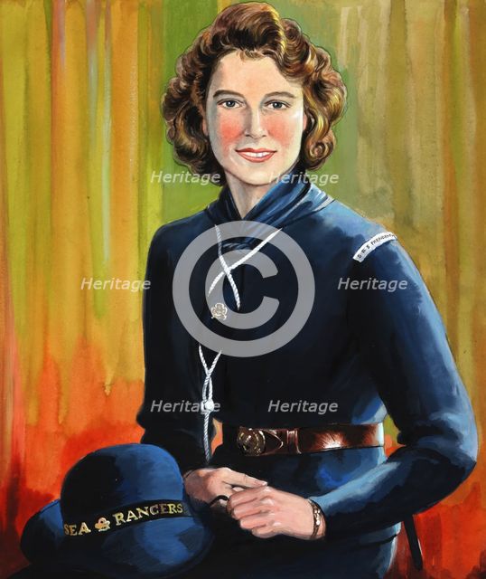 HRH Princess Elizabeth in uniform of Sea Rangers, May 1944. Creators: Central Office of Information, Unknown.