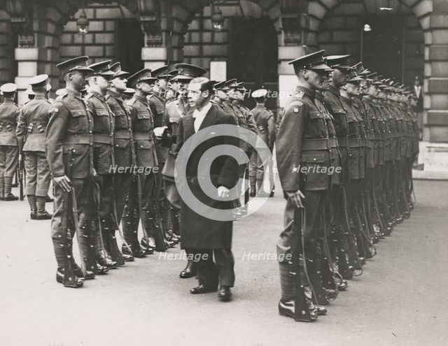 HRH the Prince of Wales inspecting the 38th Middlesex (Artists') Rifle Volunteers..., 1934. Creator: Topical Press Agency.