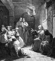 Hrotsvit as the canoness of the Gandersheim Abbey , 19th century