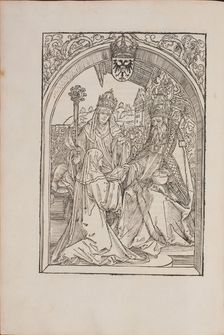 Hrotsvit of Gandersheim presents her Gesta Oddonis to emperor Otto the Great, 1501